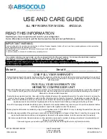 Absocold Corp ARD244A Use And Care Manual preview