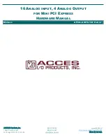 Preview for 1 page of Acces I/O products MPCIE-AIO16-16F Series Hardware Manual