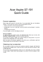 Preview for 3 page of Ace ASPIRE S7-191 Quick Manual