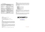 Preview for 2 page of Acksen EC-3A-RS User Instructions