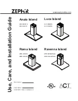 Preview for 1 page of ACT ZEPHYR Anzio Island ZAZ-E42CS Use, Care And Installation Manual