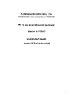 Preview for 1 page of ActionTec F2300 Quick Start Manual