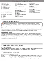 Preview for 2 page of Adam Pumps E 115 Use And Maintenance Manual