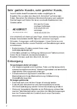 Preview for 2 page of AEG DM 8400 Operating And Installation Instructions