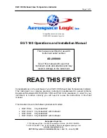 Aerospace Logic EGT-100 Series Operation And Installation Manual preview