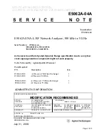 Preview for 1 page of Agilent Technologies E5062A ENA-L Series Service Note