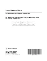 Preview for 1 page of Agilent Technologies E8362A PNA Series Installation Notes