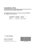 Preview for 1 page of Agilent Technologies E8362B Installation Note