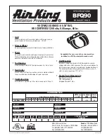 Air King BFQ90 Specifications preview