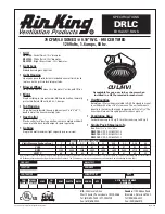 Preview for 1 page of Air King DRLC702 Specifications