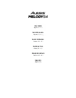 Alesis Melody 54 User Manual preview