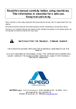 Preview for 2 page of Alpego T10 Series Manual Of Use And Maintenance