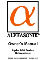 Preview for 1 page of Alphasonik ALPHA 800 PSW810E Owner'S Manual