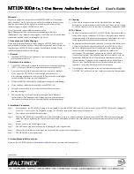 Altinex MULTITASKER MT109-100 User Manual preview