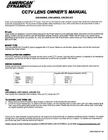 Preview for 1 page of American Dynamics LIRC0308CS Owner'S Manual