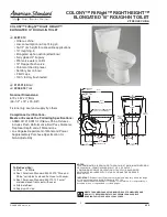 Preview for 1 page of American Standard Colony FitRight Right Height Elongated 10" Rough-In Toilet 2487.010 Specification Sheet