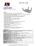 APM AAIP-W406N Specification Sheet preview