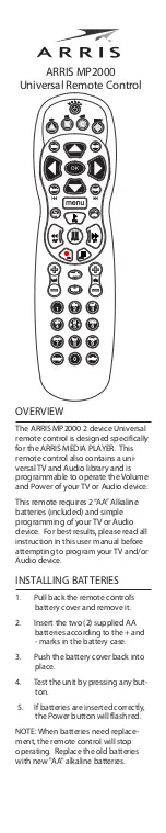 Arris MP 2000 User Manual preview