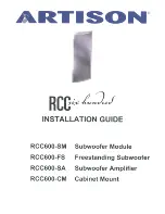 Preview for 1 page of Artison RCC600-SA Installation Manual