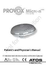 Preview for 1 page of Atos Medical PROVOX Micron HME Patient'S And Physician'S Manual