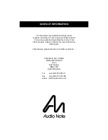 Preview for 18 page of Audio Note IO LIMITED Owner'S Information