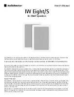 AudioSource IW Eight/S Owner'S Manual preview