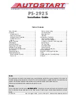 Preview for 1 page of Autostart PS-2925 Installation Manual