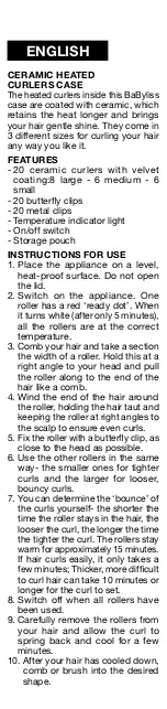 Preview for 2 page of BaByliss Heating Rollers Set User Manual