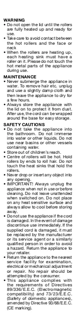 Preview for 3 page of BaByliss Heating Rollers Set User Manual