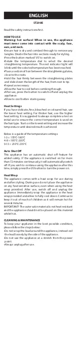 Preview for 2 page of BaByliss ST298E-C180a Quick Start Manual