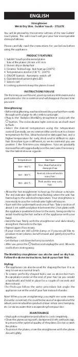 Preview for 2 page of BaByliss Wet & Dry Slim Sublim touch ST227E User Manual