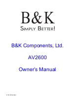 Preview for 1 page of B&K AV2600 Owner'S Manual