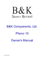 B&K Phono10 Owner'S Manual preview