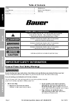 Preview for 2 page of Bauer 19121E-B Owner'S Manual & Safety Instructions