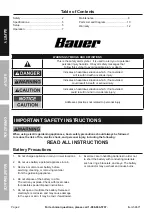 Preview for 2 page of Bauer 21505C-B Owner'S Manual & Safety Instructions