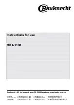 Preview for 1 page of Bauknecht GKA 2100 Instructions For Use Manual