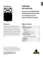 Preview for 1 page of Behringer Eurolive B312A User Manual