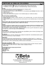 Preview for 72 page of Beta 1932B10 Operation Manual And Instructions