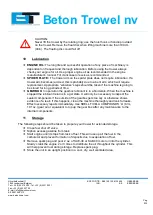 Preview for 8 page of Beton Trowel BT120H270 Instruction Manual