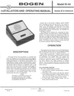 Preview for 1 page of Bogen IE-4A Installation And Operating Manual