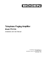 Preview for 1 page of Bogen TPU-15A Installation And Use Manual