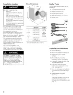 Preview for 8 page of Bosch WTVC8530UC - Vision 800 Series Gas Dryer Operating And Installation Instructions