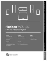 Boston Acoustics Horizon MCS 130 SURROUND User Manual preview