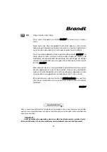 Preview for 34 page of Brandt AD1006B Manual To Installation