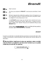 Preview for 18 page of Brandt AG826 Instructions For Installation And Use Manual