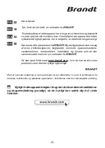 Preview for 33 page of Brandt AG826 Instructions For Installation And Use Manual