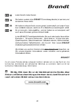 Preview for 48 page of Brandt AG826 Instructions For Installation And Use Manual