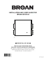 Broan ERVS100 Installation And User Manual preview