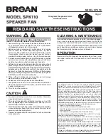 Broan SPK110 SPEAKER FAN Instructions Manual preview