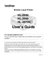 Preview for 1 page of Brother 2070N User Manual